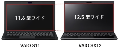 VAIO S11とVAIO SX12のディスプレイを横に並べて比較